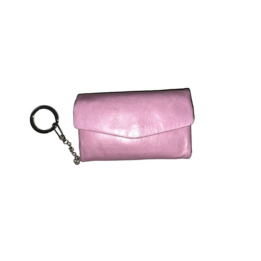 HOBO Leather Trifold Wallet Pink with Security Key Chain